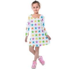 Star-pattern-design-decoration Kids  Long Sleeve Velvet Dress by uniart180623