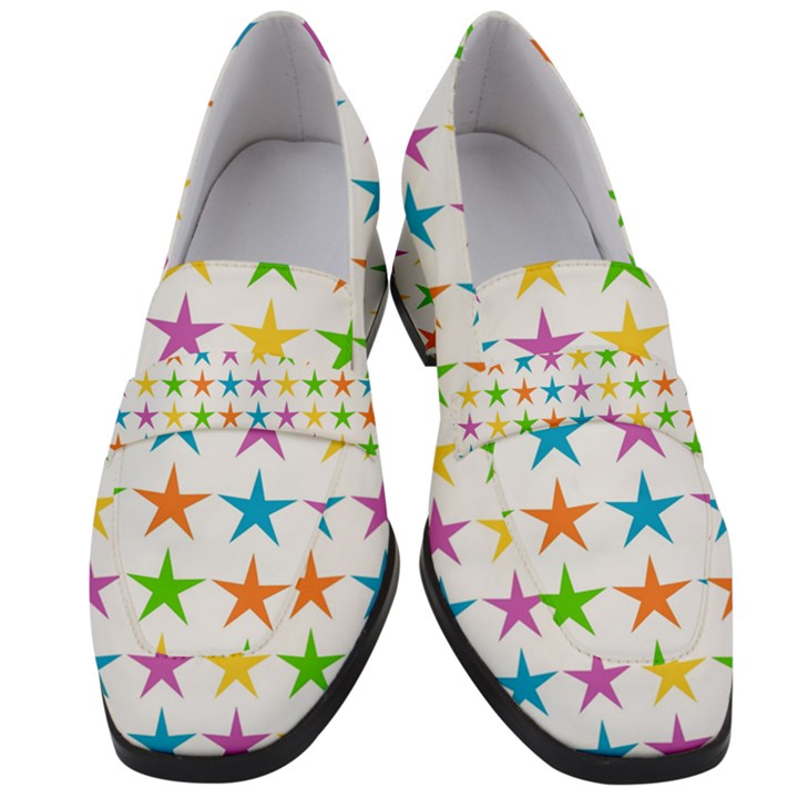 Star-pattern-design-decoration Women s Chunky Heel Loafers