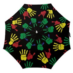 Handprints-hand-print-colourful Straight Umbrellas by uniart180623