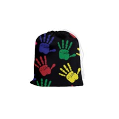 Handprints-hand-print-colourful Drawstring Pouch (small) by uniart180623