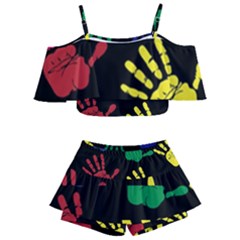 Handprints-hand-print-colourful Kids  Off Shoulder Skirt Bikini by uniart180623