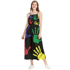 Handprints-hand-print-colourful Boho Sleeveless Summer Dress