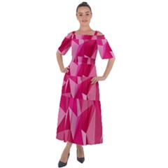 Pattern Halftone Geometric Shoulder Straps Boho Maxi Dress 