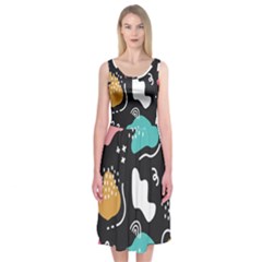 Art Pattern Design Background Print Midi Sleeveless Dress