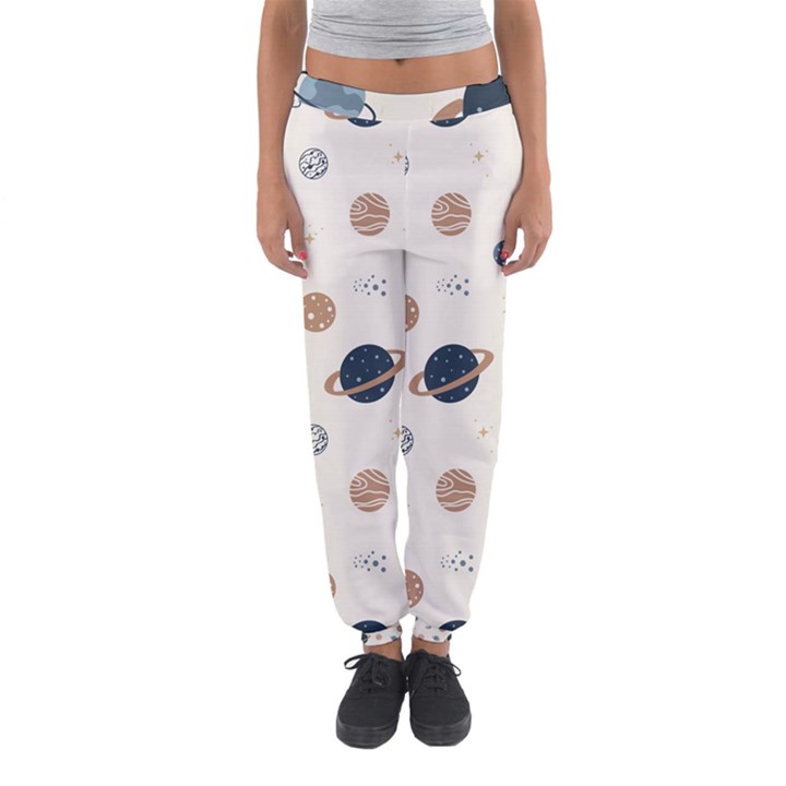 Space Planets Art Pattern Design Wallpaper Women s Jogger Sweatpants