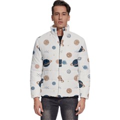 Space Planets Art Pattern Design Wallpaper Men s Puffer Bubble Jacket Coat by uniart180623