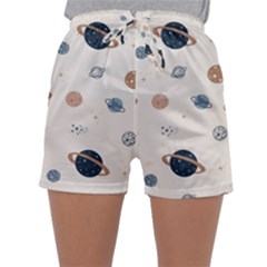 Space Planets Art Pattern Design Wallpaper Sleepwear Shorts