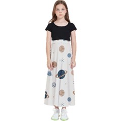 Space Planets Art Pattern Design Wallpaper Kids  Flared Maxi Skirt