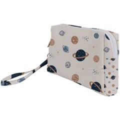 Space Planets Art Pattern Design Wallpaper Wristlet Pouch Bag (small) by uniart180623