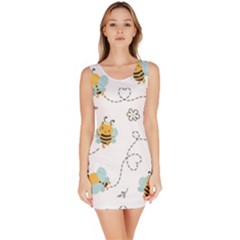 Bee Art Pattern Design Wallpaper Background Print Bodycon Dress by uniart180623