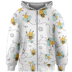 Bee Art Pattern Design Wallpaper Background Print Kids  Zipper Hoodie Without Drawstring