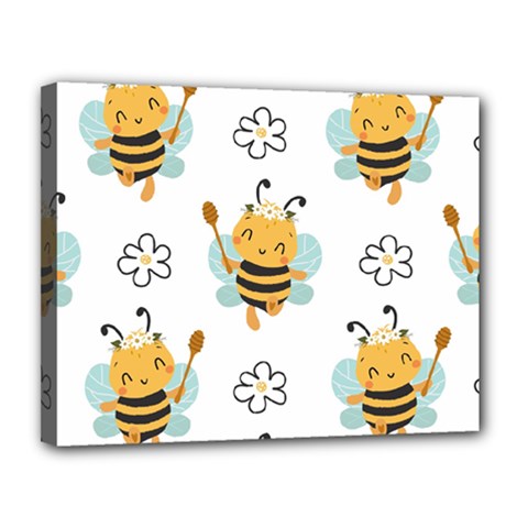 Art Bee Pattern Design Wallpaper Background Canvas 14  X 11  (stretched) by uniart180623