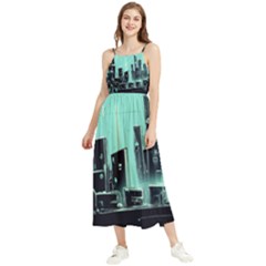 Buildings City Urban Destruction Background Boho Sleeveless Summer Dress