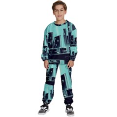 Buildings City Urban Destruction Background Kids  Sweatshirt Set by uniart180623