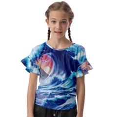 Storm Tsunami Waves Ocean Sea Nautical Nature Kids  Cut Out Flutter Sleeves by uniart180623