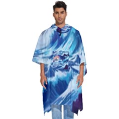 Storm Tsunami Waves Ocean Sea Nautical Nature Men s Hooded Rain Ponchos by uniart180623