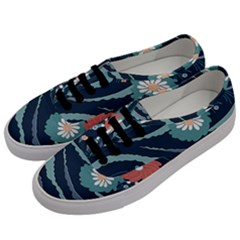 Waves Flowers Pattern Water Floral Minimalist Men s Classic Low Top Sneakers by uniart180623