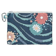 Waves Flowers Pattern Water Floral Minimalist Canvas Cosmetic Bag (xl) by uniart180623