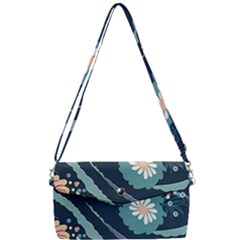 Waves Flowers Pattern Water Floral Minimalist Removable Strap Clutch Bag by uniart180623