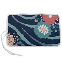 Waves Flowers Pattern Water Floral Minimalist Pen Storage Case (m) by uniart180623