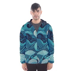 Waves Ocean Sea Abstract Whimsical Abstract Art Men s Hooded Windbreaker