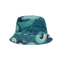 Waves Ocean Sea Abstract Whimsical Abstract Art Bucket Hat (kids) by uniart180623