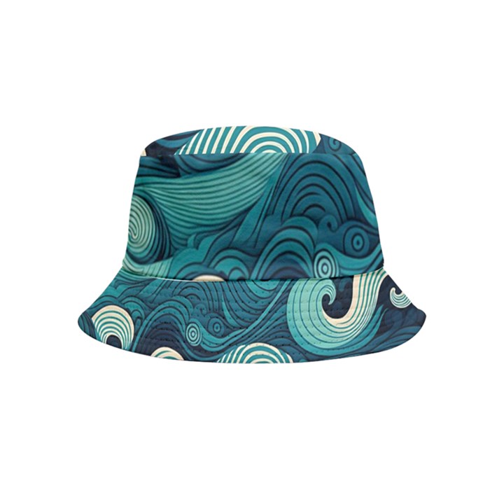 Waves Ocean Sea Abstract Whimsical Abstract Art Bucket Hat (Kids)