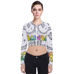 Rainbow Fun Cute Minimal Doodle Drawing Long Sleeve Zip Up Bomber Jacket by uniart180623