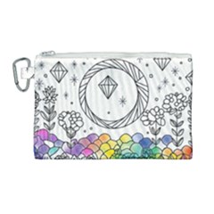 Rainbow Fun Cute Minimal Doodle Drawing Canvas Cosmetic Bag (large)