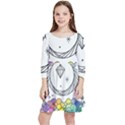 Rainbow Fun Cute Minimal Doodle Drawing Kids  Quarter Sleeve Skater Dress View1