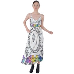 Rainbow Fun Cute Minimal Doodle Drawing Tie Back Maxi Dress