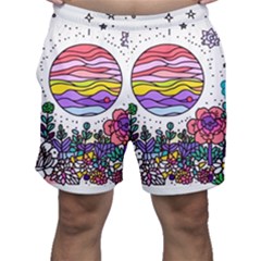 Rainbow Fun Cute Minimal Doodle Drawing Unique Men s Shorts