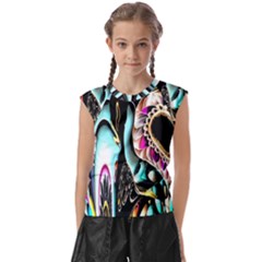 Garden Flower Nature Digital Art Abstract Kids  Raglan Cap Sleeve Tee