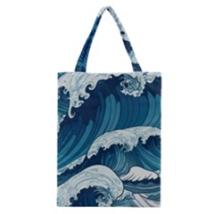 Waves Ocean Sea Pattern Water Tsunami Rough Seas Classic Tote Bag by uniart180623