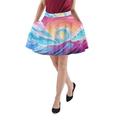 Waves Ocean Sea Tsunami Nautical A-Line Pocket Skirt