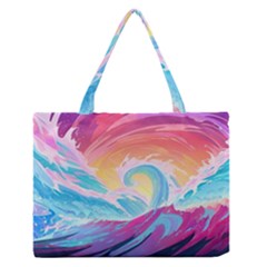 Waves Ocean Sea Tsunami Nautical Zipper Medium Tote Bag