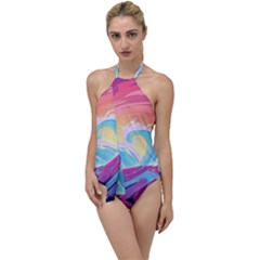 Waves Ocean Sea Tsunami Nautical Go with the Flow One Piece Swimsuit