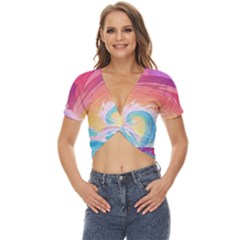 Waves Ocean Sea Tsunami Nautical Twist Front Crop Top