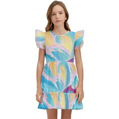 Waves Ocean Sea Tsunami Nautical Kids  Winged Sleeve Dress