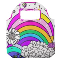 Rainbow Fun Cute Minimal Doodle Drawing Art Premium Foldable Grocery Recycle Bag by uniart180623