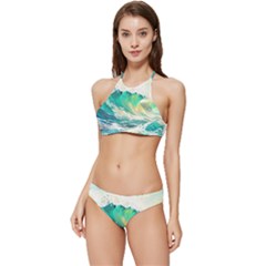 Waves Ocean Sea Tsunami Nautical Art Banded Triangle Bikini Set by uniart180623