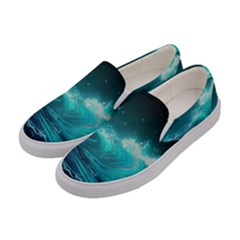 Tsunami Waves Ocean Sea Nautical Nature Water Women s Canvas Slip Ons by uniart180623