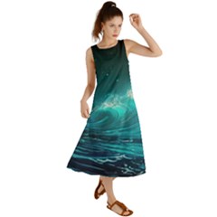 Tsunami Waves Ocean Sea Nautical Nature Water Summer Maxi Dress