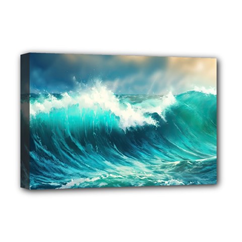 Waves Ocean Sea Tsunami Nautical Painting Deluxe Canvas 18  X 12  (stretched) by uniart180623