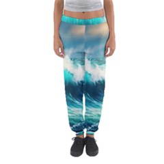 Waves Ocean Sea Tsunami Nautical Painting Women s Jogger Sweatpants