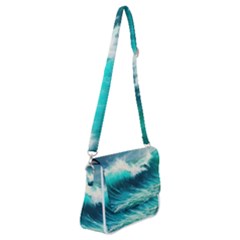 Waves Ocean Sea Tsunami Nautical Painting Shoulder Bag With Back Zipper by uniart180623