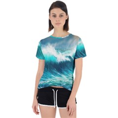 Waves Ocean Sea Tsunami Nautical Painting Open Back Sport Tee by uniart180623