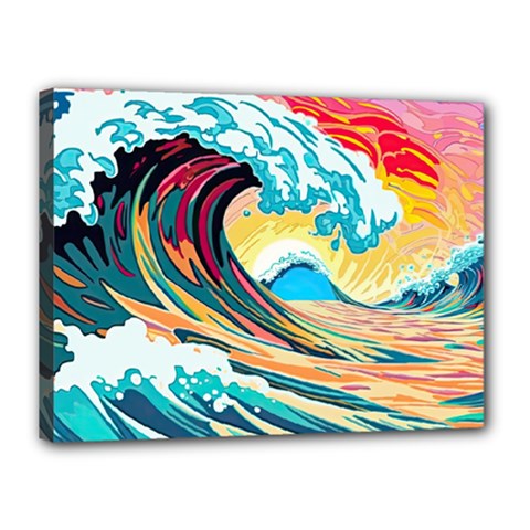 Waves Ocean Sea Tsunami Nautical Arts Canvas 16  X 12  (stretched) by uniart180623
