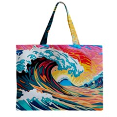 Waves Ocean Sea Tsunami Nautical Arts Zipper Mini Tote Bag by uniart180623