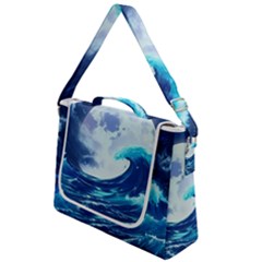 Waves Ocean Sea Tsunami Nautical Blue Box Up Messenger Bag by uniart180623